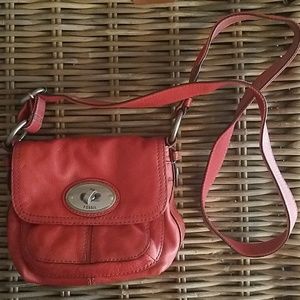 Fossil red leather cross body